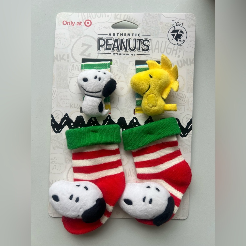 Peanuts Snoopy and Woodstock Holiday Wrist and Foot Rattle Set - 4pc